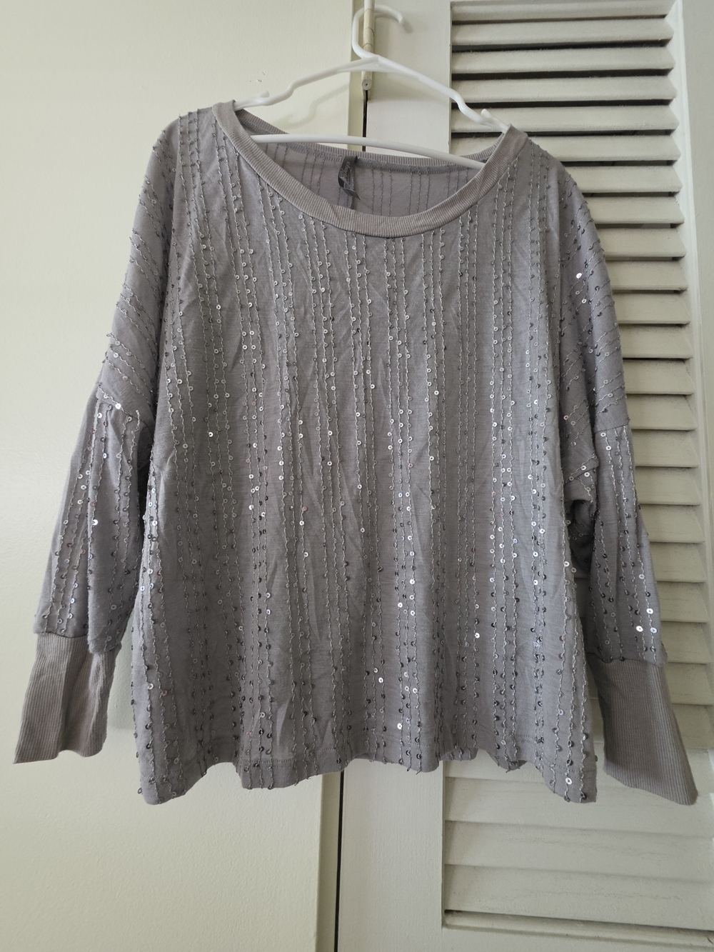 Charlotte Russe Silver-Gray Sequin Shirt